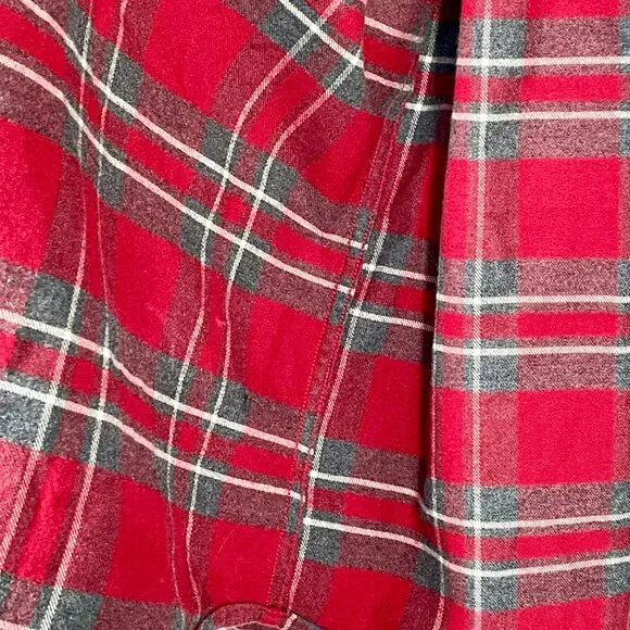 Abercrombie & Fitch 100% Cotton Red Gray Plaid Flannel Button Down Men’s XXL - Picture 9 of 15